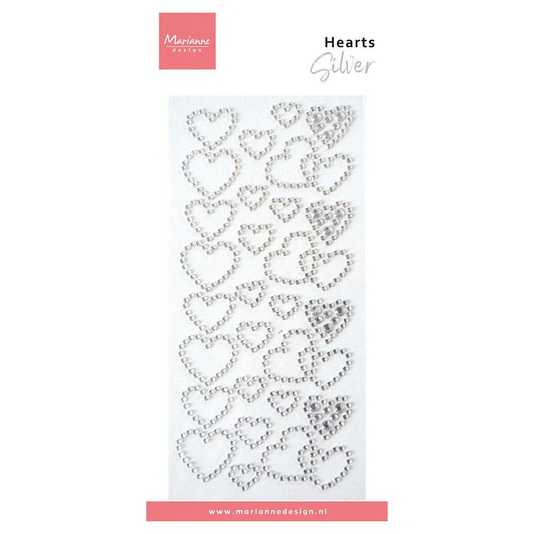 Marianne design • decorations heart rhinestones silver