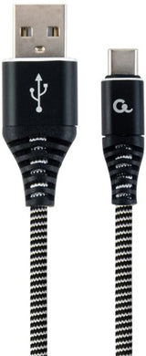 Enzo cablexpert usb-c laadkabel | 1m | omvlochten | zwart-wit - 9530140 - afbeelding 1