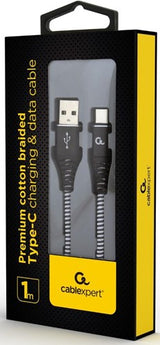 Enzo cablexpert usb-c laadkabel 2m omvlochten zwart - wit - 9530141 - afbeelding 2