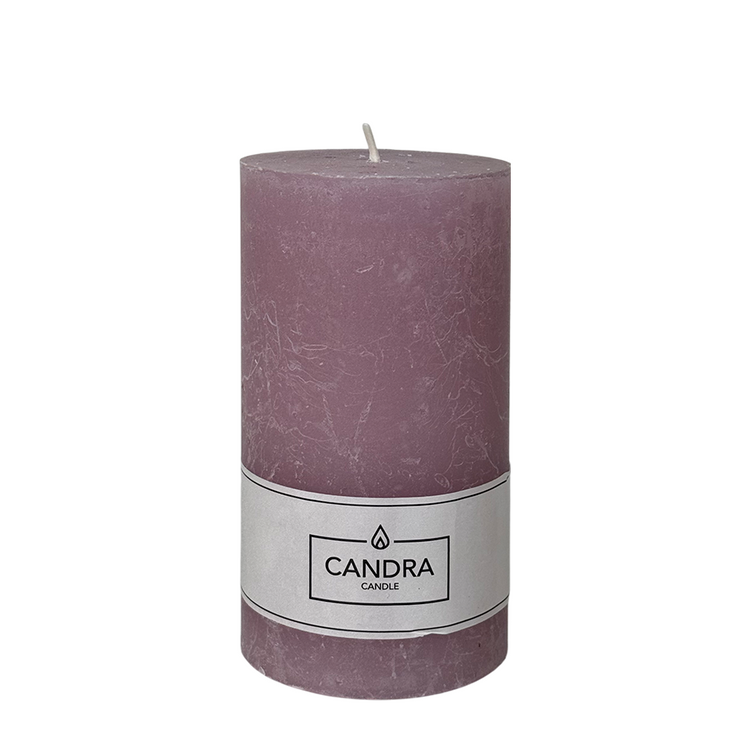 Candra rustieke stompkaars lila 130 68mm