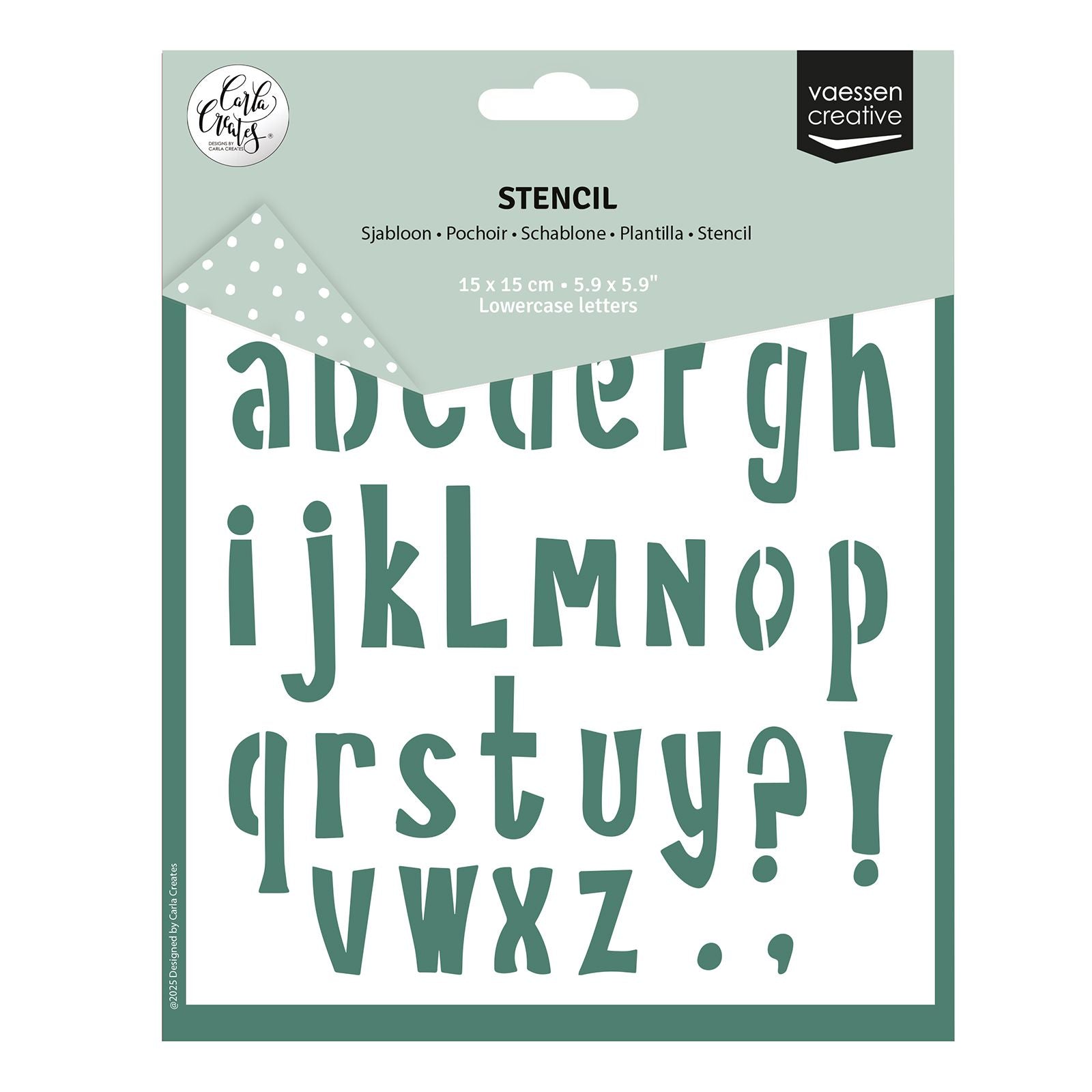 Vaessen creative • stencil alfabet kleine letters 15x15cm