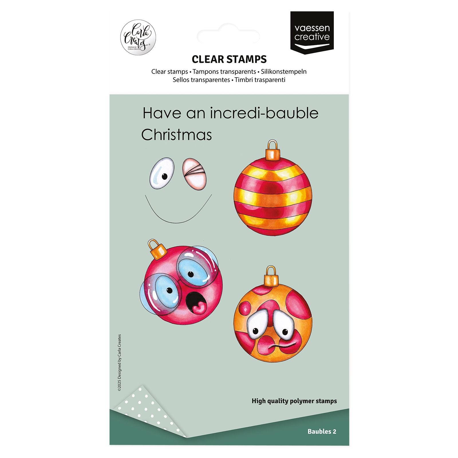 Vaessen creative • clear stamps kerstballen 2 12st.