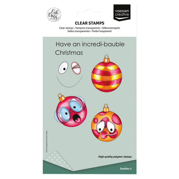 Vaessen creative • clear stamps kerstballen 2 12st.