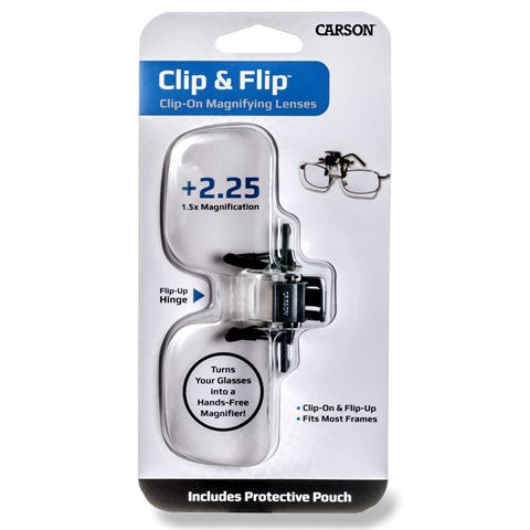 Carson Loepbril 1,5x (+2.25 Dioptrie) Clip-On en Flip-Up