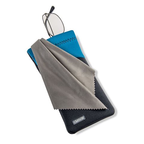 Carson neoprene brillenhoesje met microvezeldoekje - grijs blauw