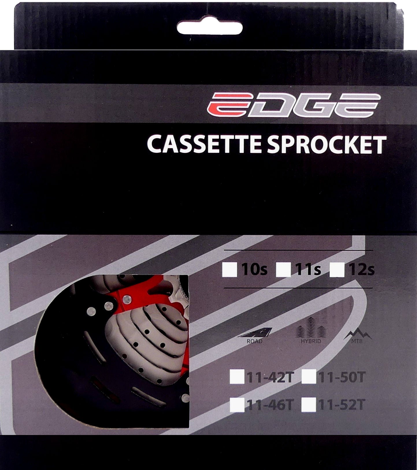 Edge cassette 12 speed csm9012 11-52t - zilver zwart