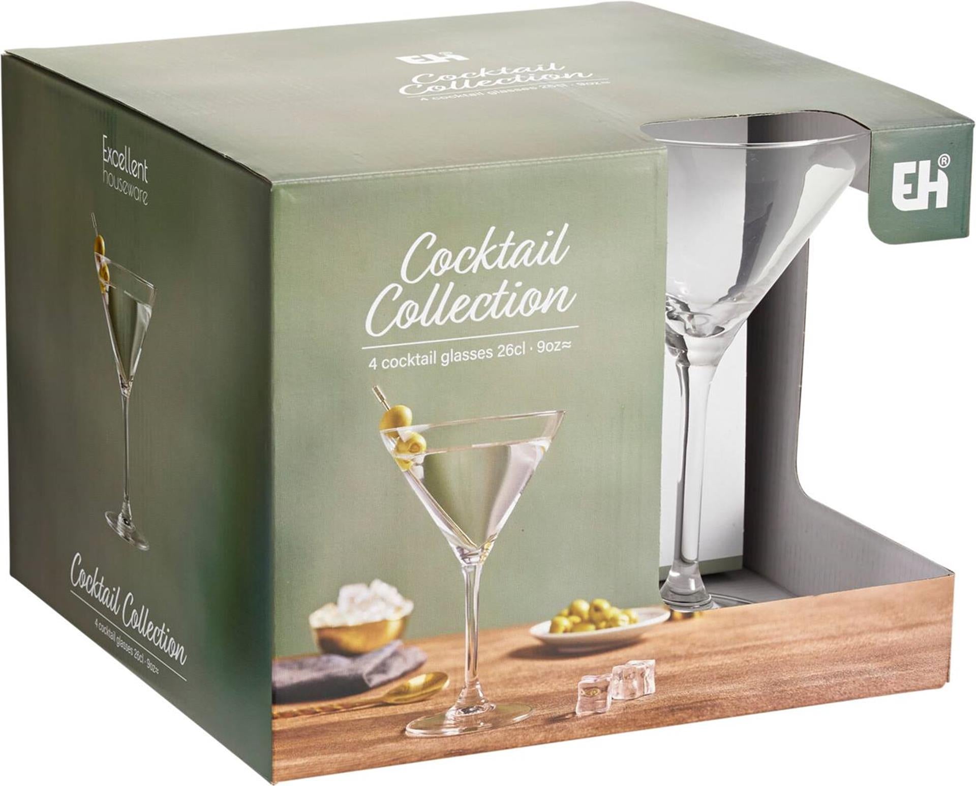Excellent houseware cocktailglazenset 4-delig 260ml ã˜10,5xh17cm