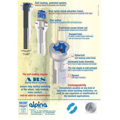 Alpina Spaaknippel met ronde kop 14G 15.0mm 4 Fg 2.3 ABS messing zwart (144 stuks)