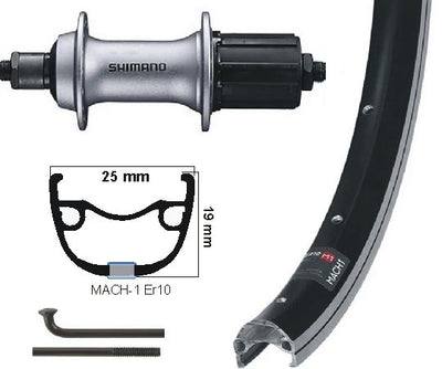 Kgs achterwiel 28 inch (622) mach1 er10 zw zilver cassette 8 9 sp uitval