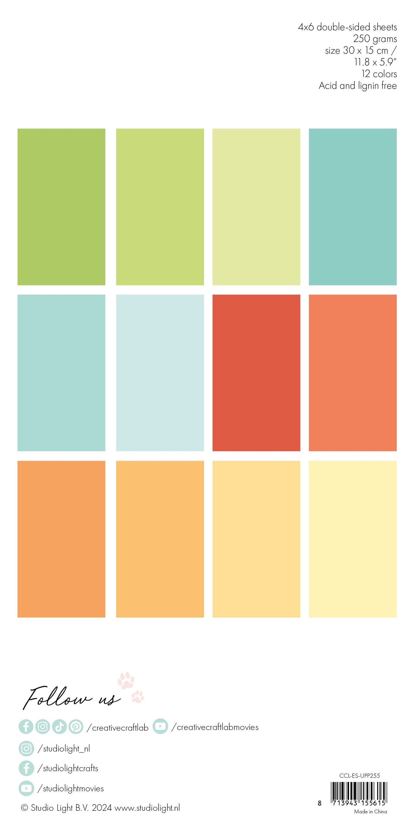 Studio light creative craftlab • essentials unicolor paper pad brights