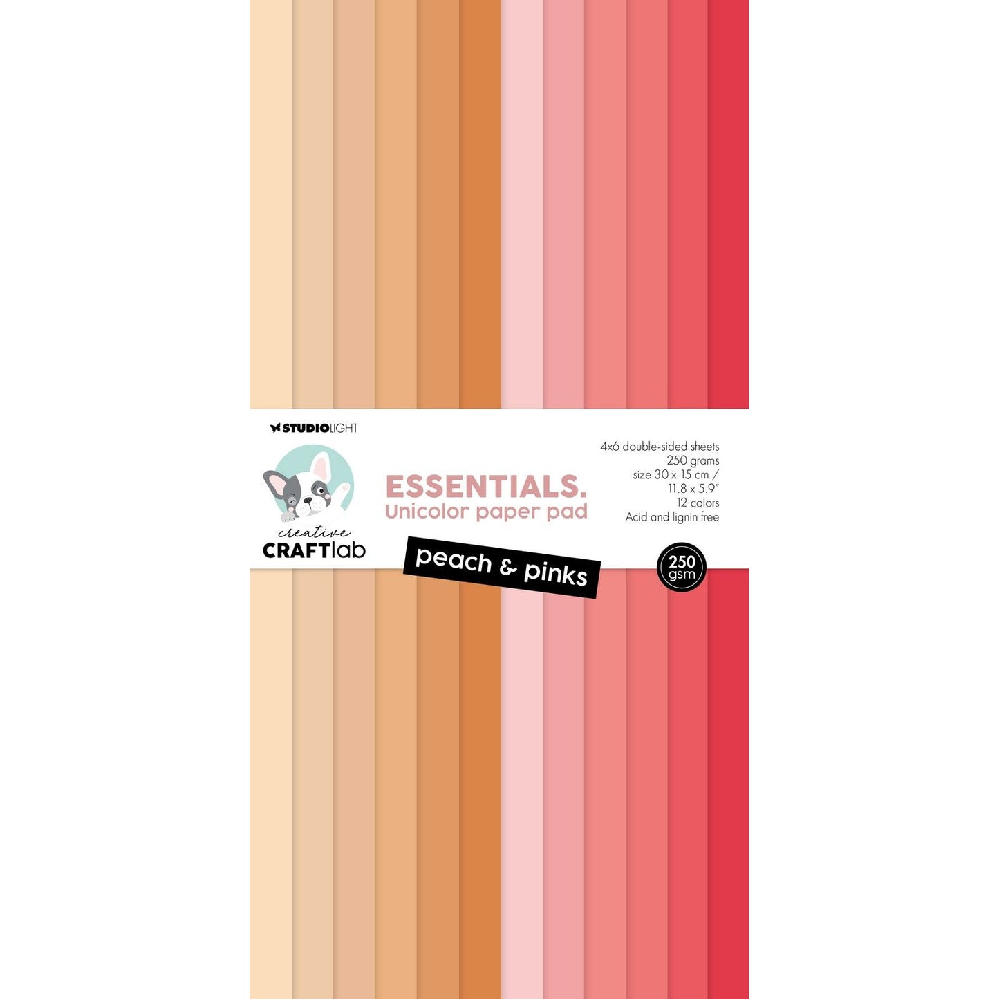 Creative craftlab • essentials unicolor paper pad peach pinks