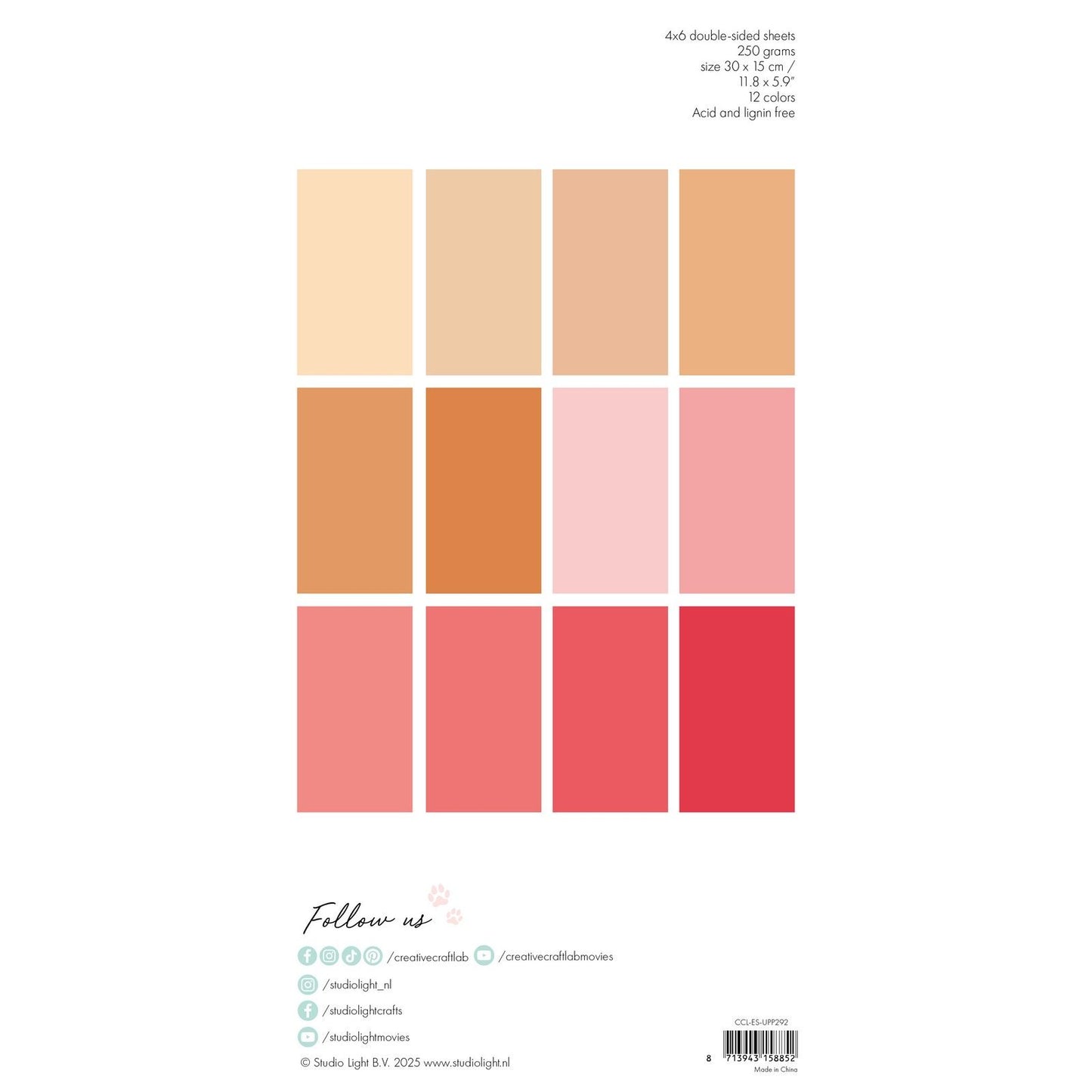 Creative craftlab • essentials unicolor paper pad peach pinks