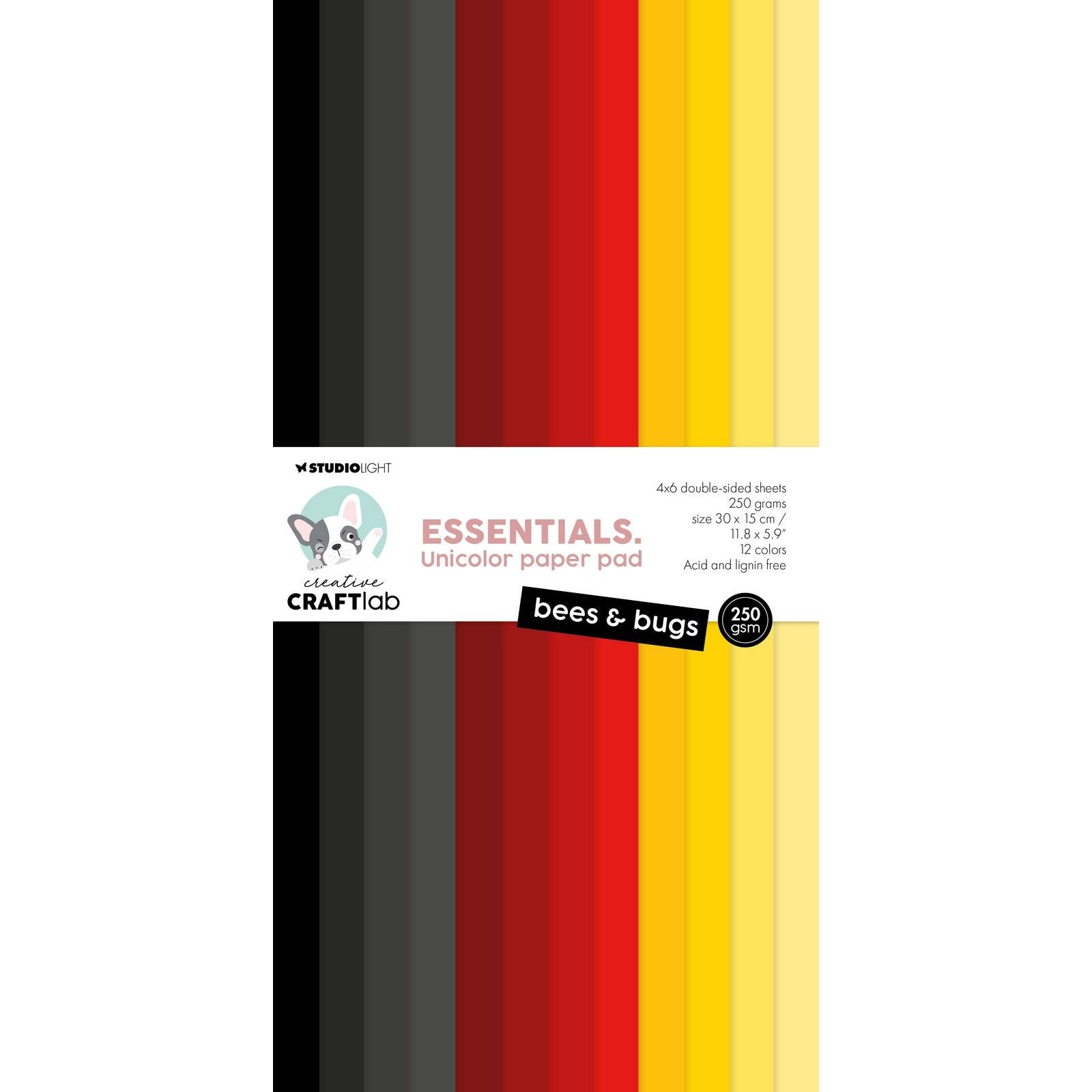 Creative craftlab • essentials unicolor paper pad bees bugs