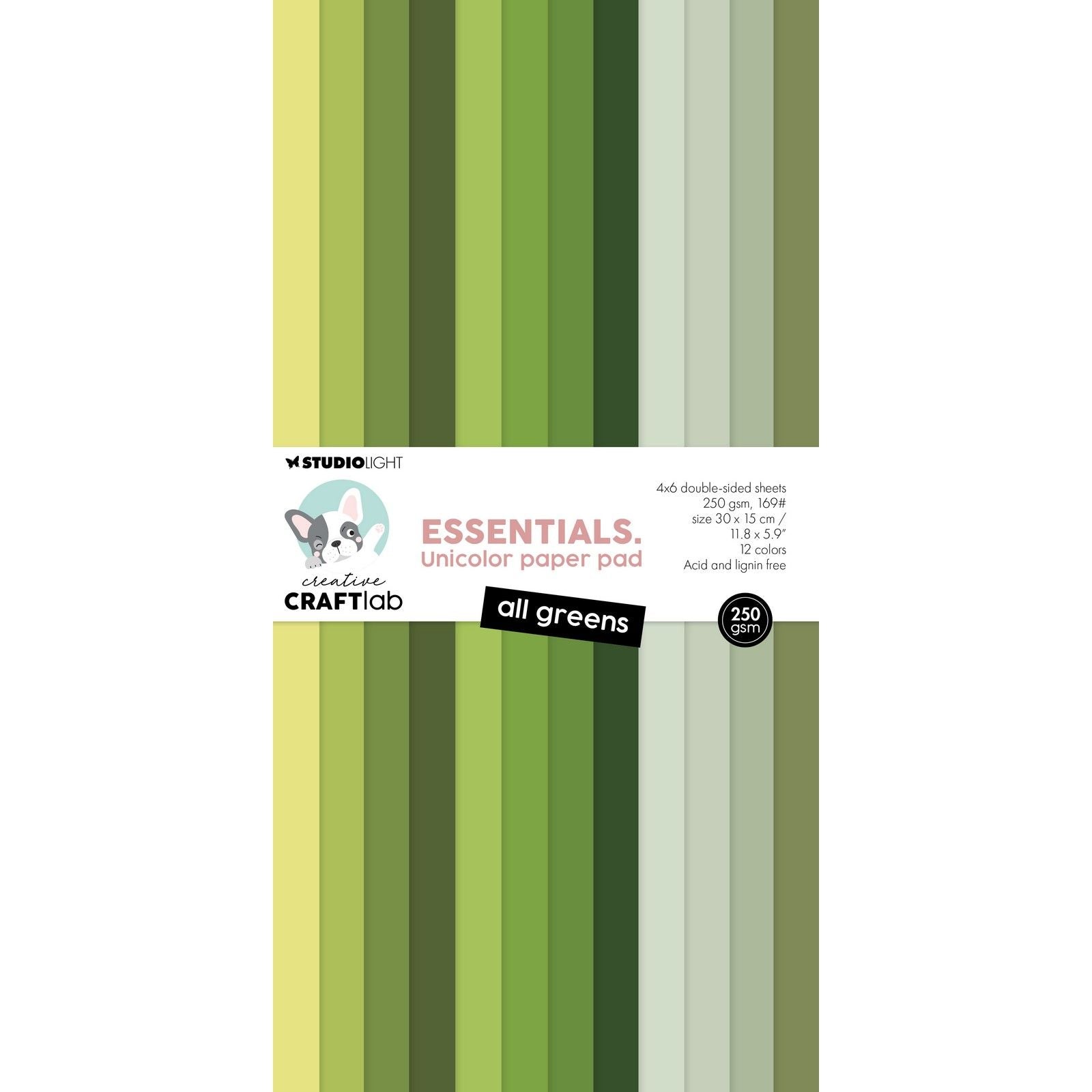 Creative craftlab • unicolor paper pad all greens essentials