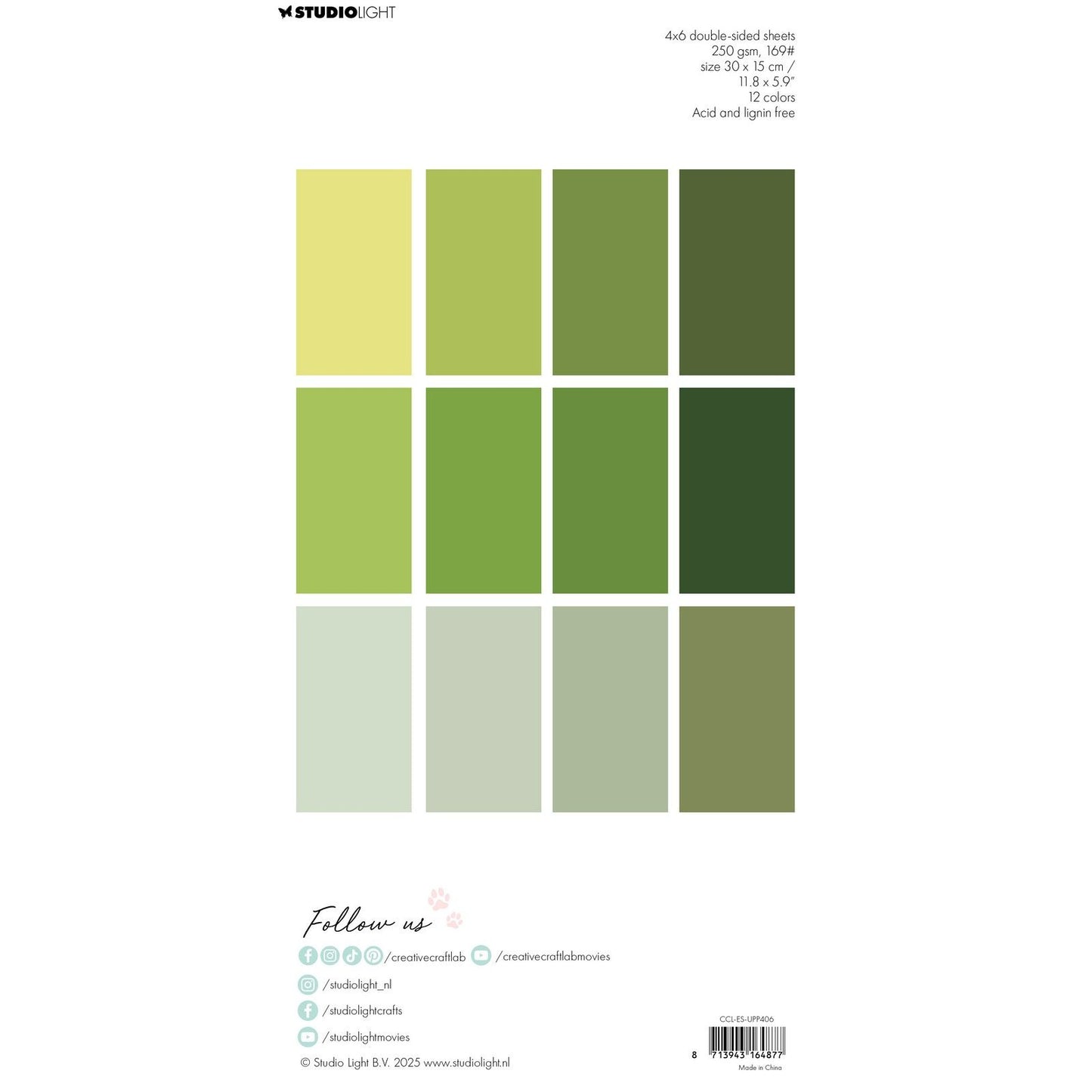 Creative craftlab • unicolor paper pad all greens essentials