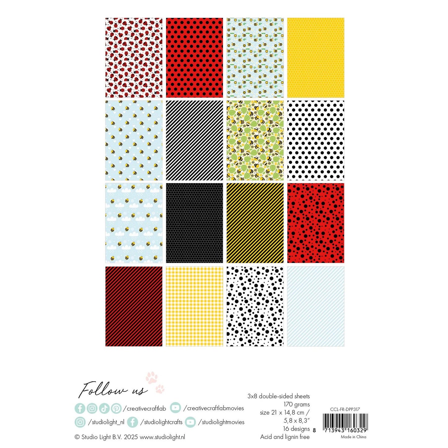Creative craftlab • friendz designer paper pad bee-lightful