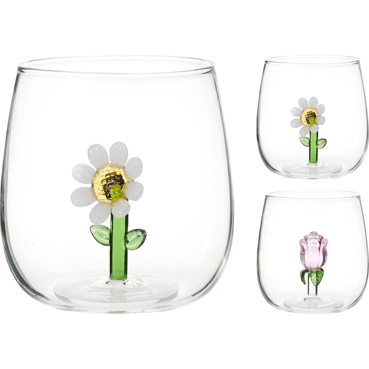 Home styling drinkglas met decoratie bloem
