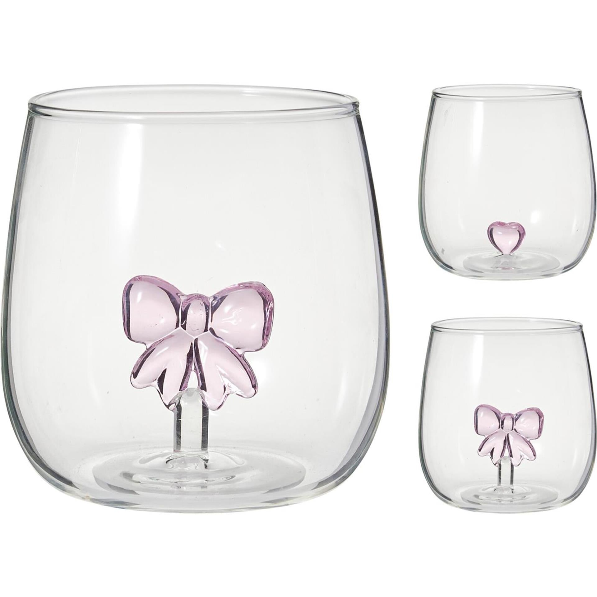 Home styling drinkglas met decoratie strik hart