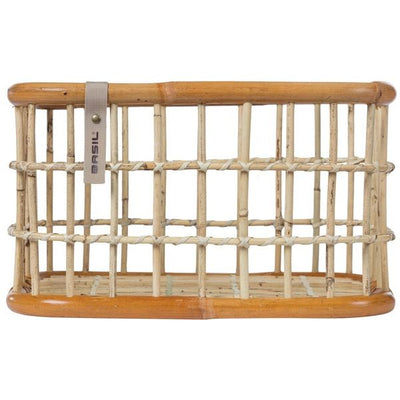 Basil Green Life - rotan fietsmand - large - voorop- natural bruin