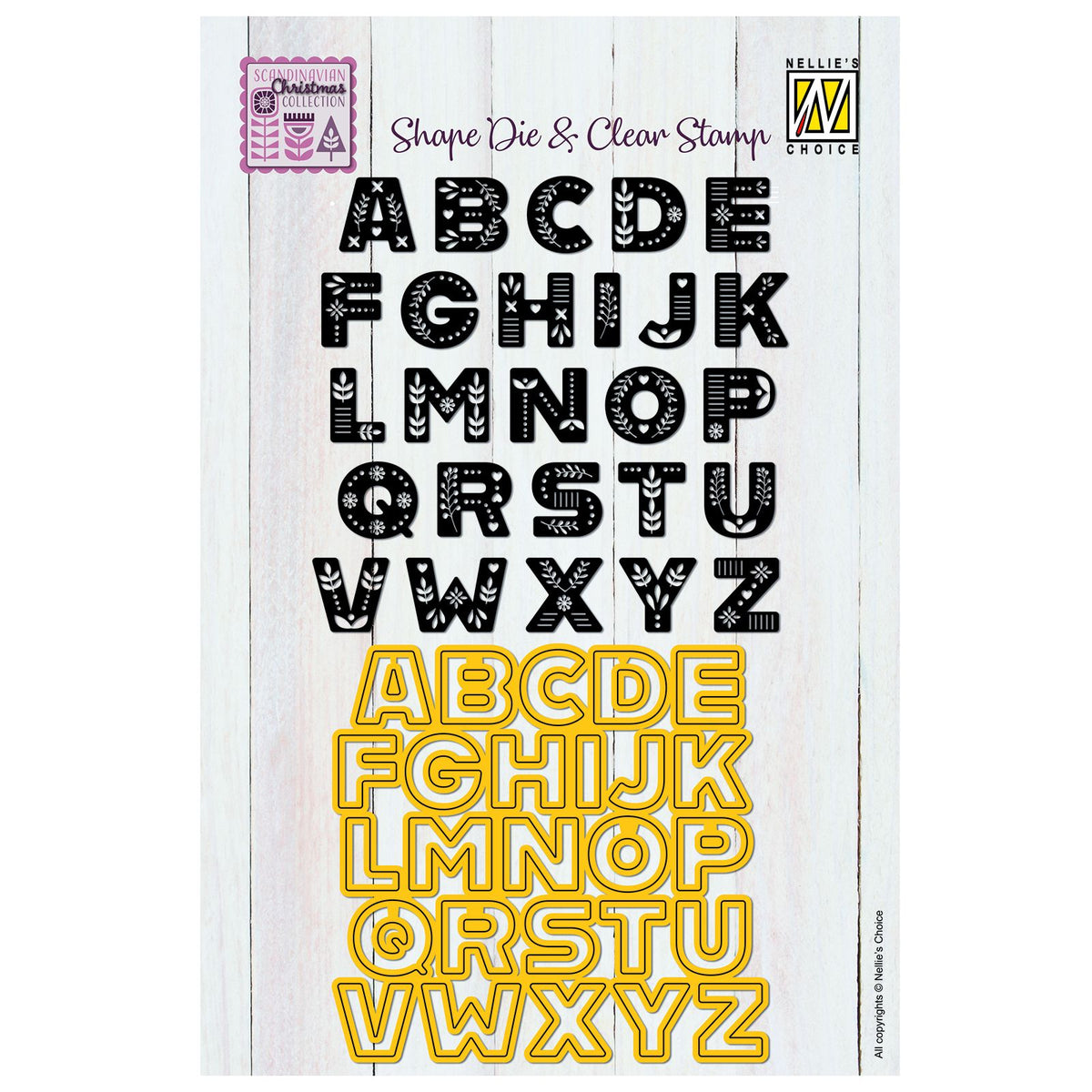Nellie's choice • shape dies clear stamp scandinavisch alfabet hoofdletter 26st.