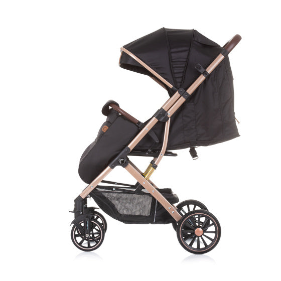 Chipolino combo opvouwbare buggy met voetenhoes ebony zwart beige