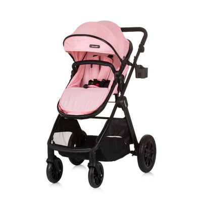 Chipolino harmony opvouwbare 3-in-1 kinderwagen met luiertas roze