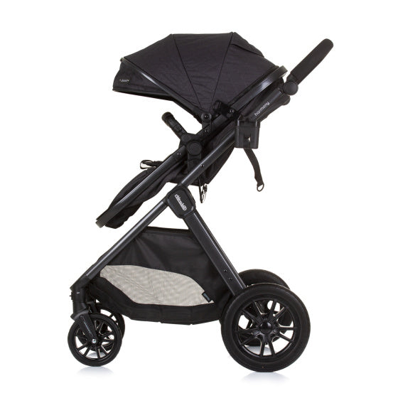 Chipolino harmony opvouwbare 3-in-1 kinderwagen met luiertas granite antraciet