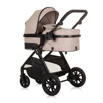 Chipolino harmony opvouwbare 3-in-1 kinderwagen met luiertas macadamia beige zwart
