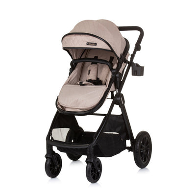 Chipolino harmony opvouwbare 3-in-1 kinderwagen met luiertas macadamia beige zwart