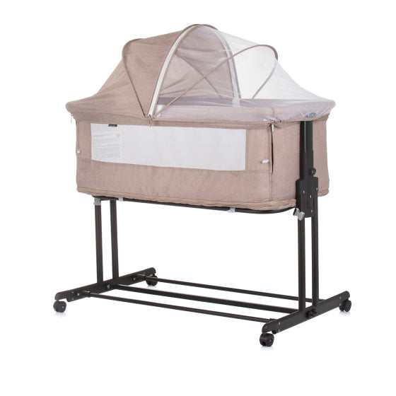 Chipolino zen co-sleeper box met klamboe macadamia beige