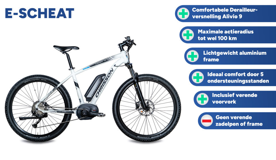 Chrisson e-scheat 27.5 inch 48 cm heren 9v hydraulische schijfrem wit
