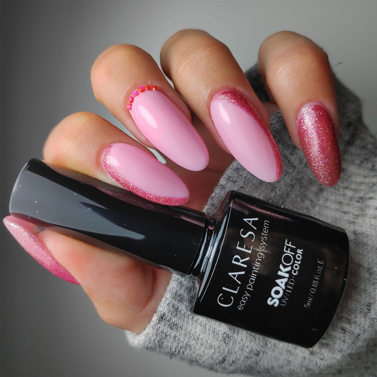 Claresa uv led gellak 5ml full glitter 5 warm pink