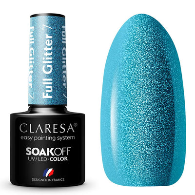 Claresa uv led gellak 5ml full glitter 7 blue