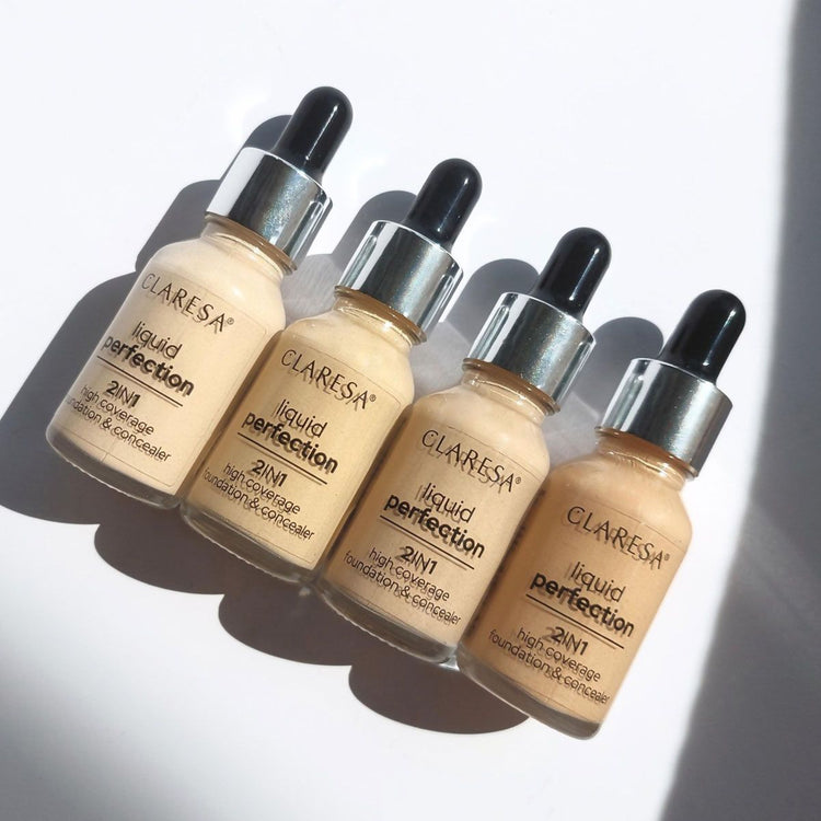 Claresa liquid perfection 2-in-1 concealer en foundation 102 warm medium 18gr.