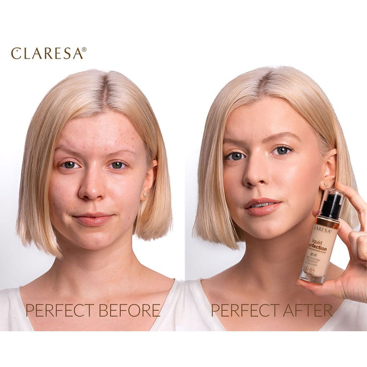 Claresa liquid perfection 2-in-1 concealer en foundation 104 nude 18gr.