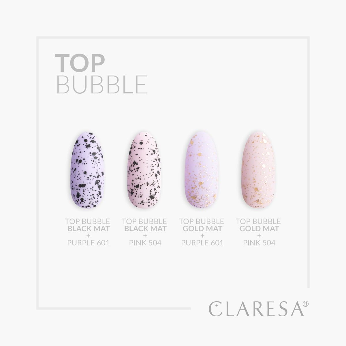 Claresa top coat bubble black mat no wipe 5ml