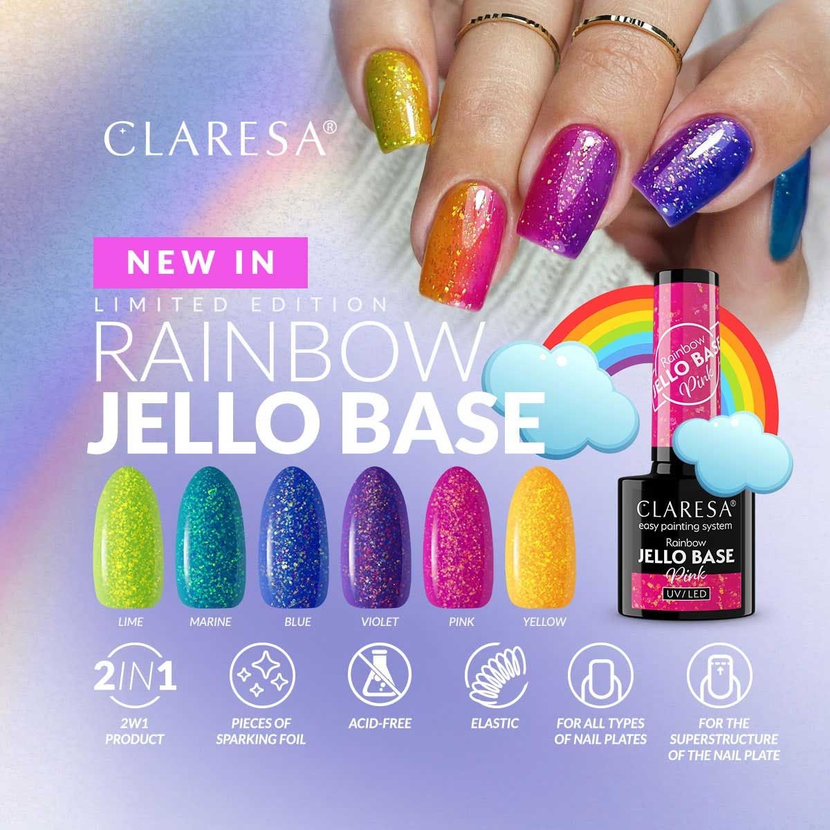 Claresa rainbow jello base coat violet 5ml