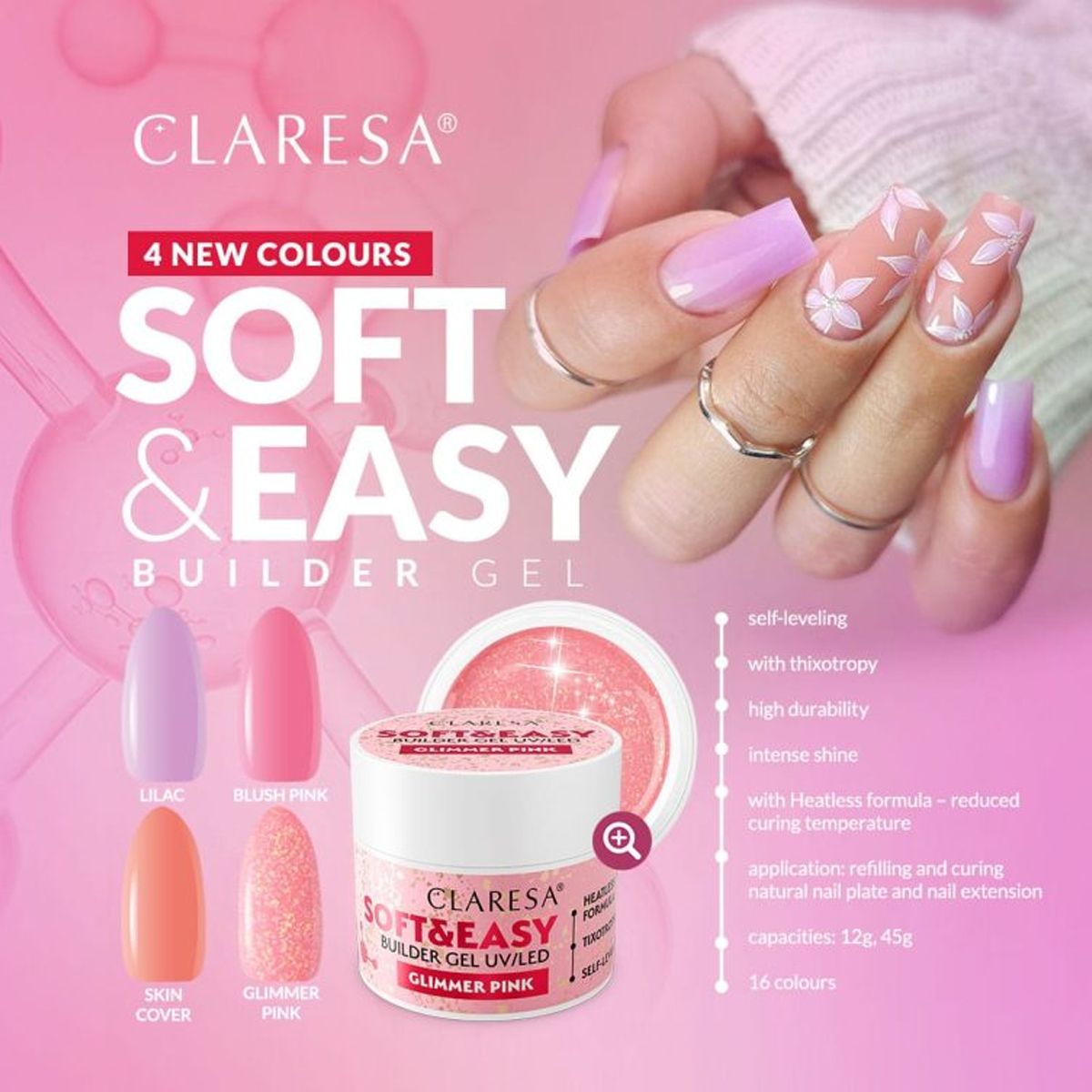 Claresa keratine soft easy builder gel lilac 90gr.