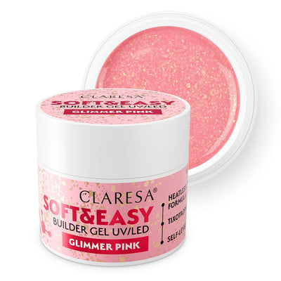 Claresa keratine soft easy builder gel glimmer pink 45gr.