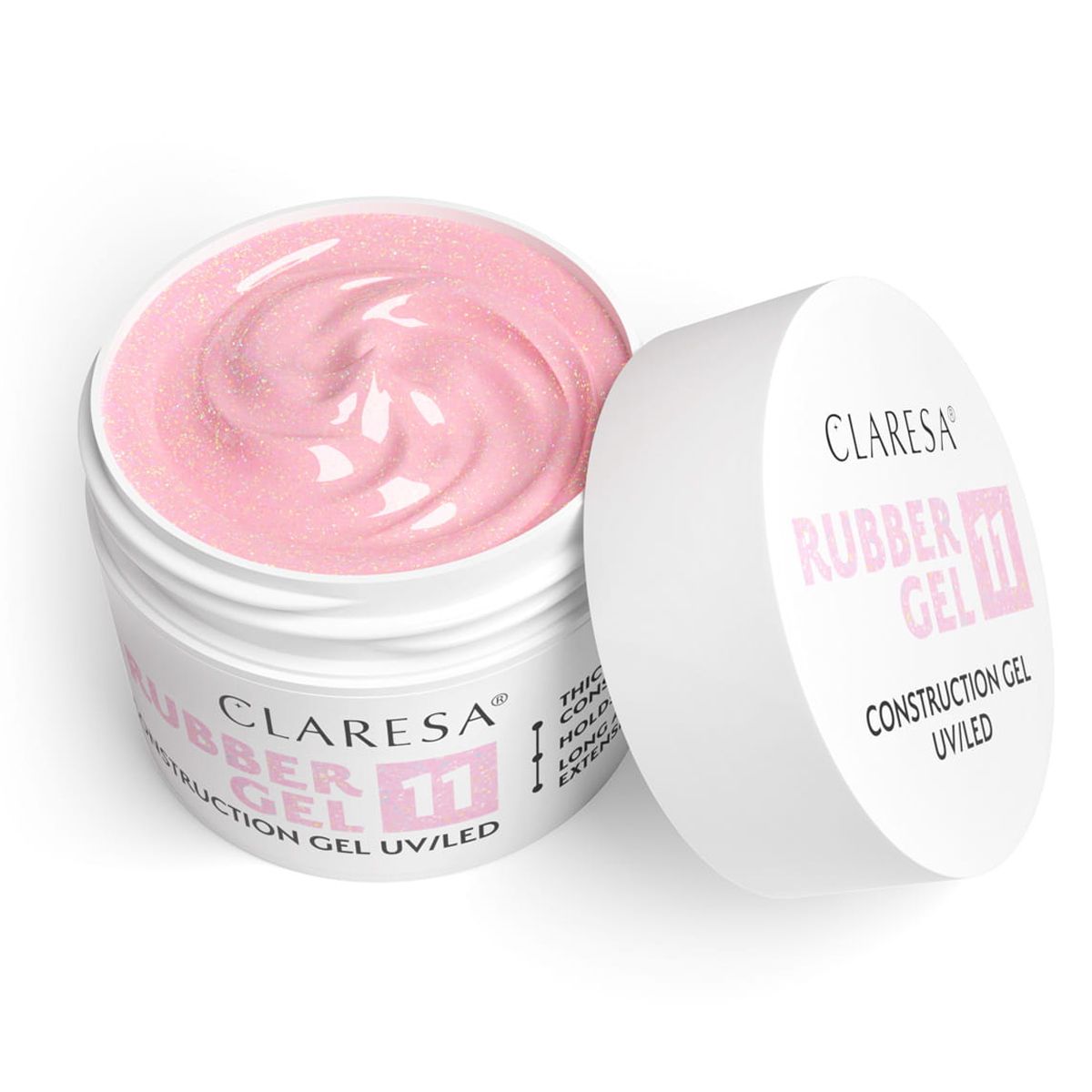 Claresa rubber gel 11 sparkle soft pink 45gr.