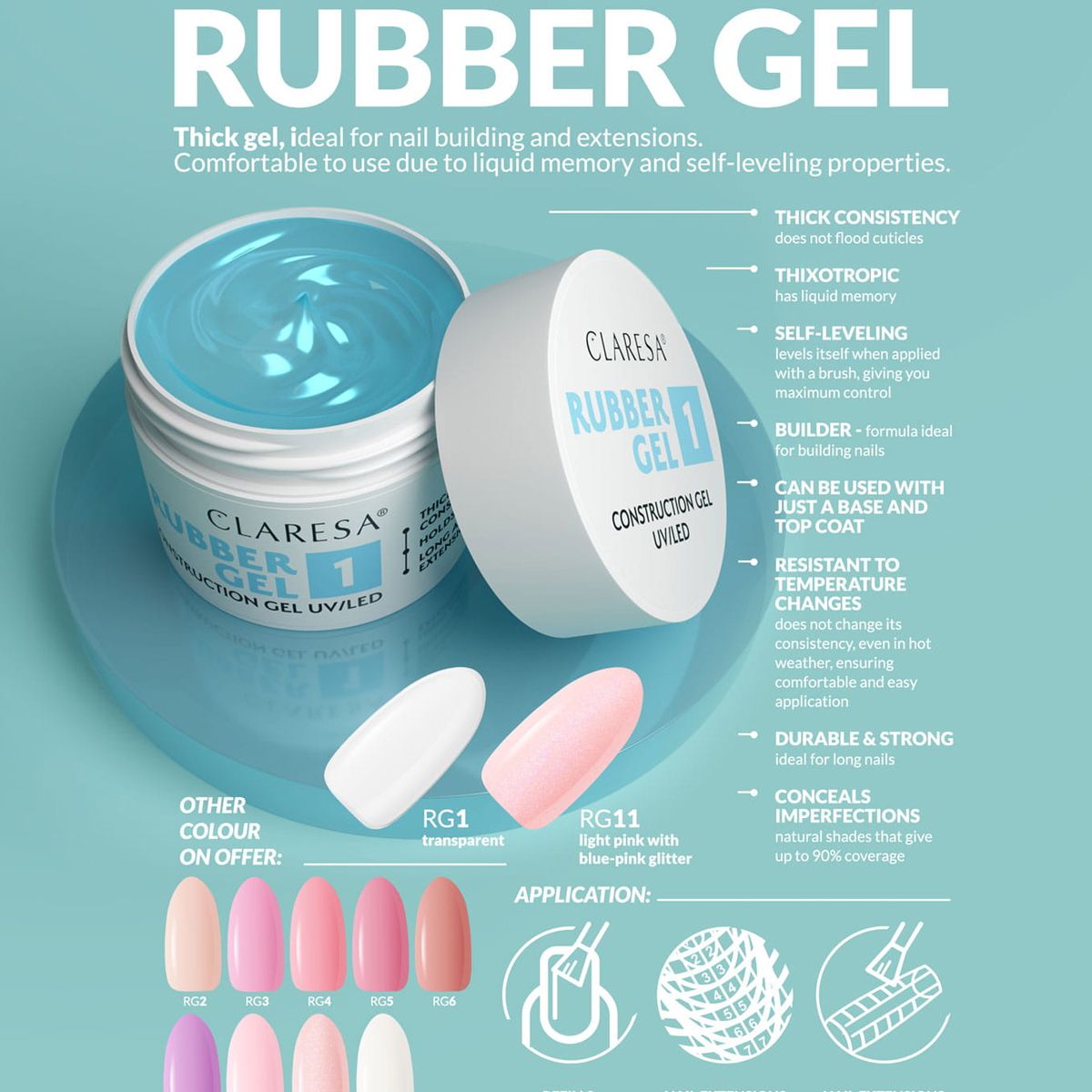 Claresa rubber gel 11 sparkle soft pink 12gr.