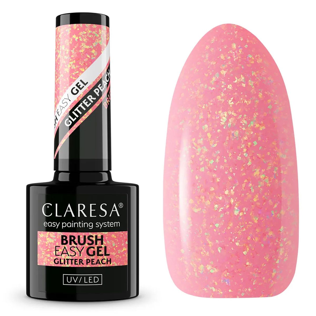 Claresa brush easy gel glitter peach 5ml