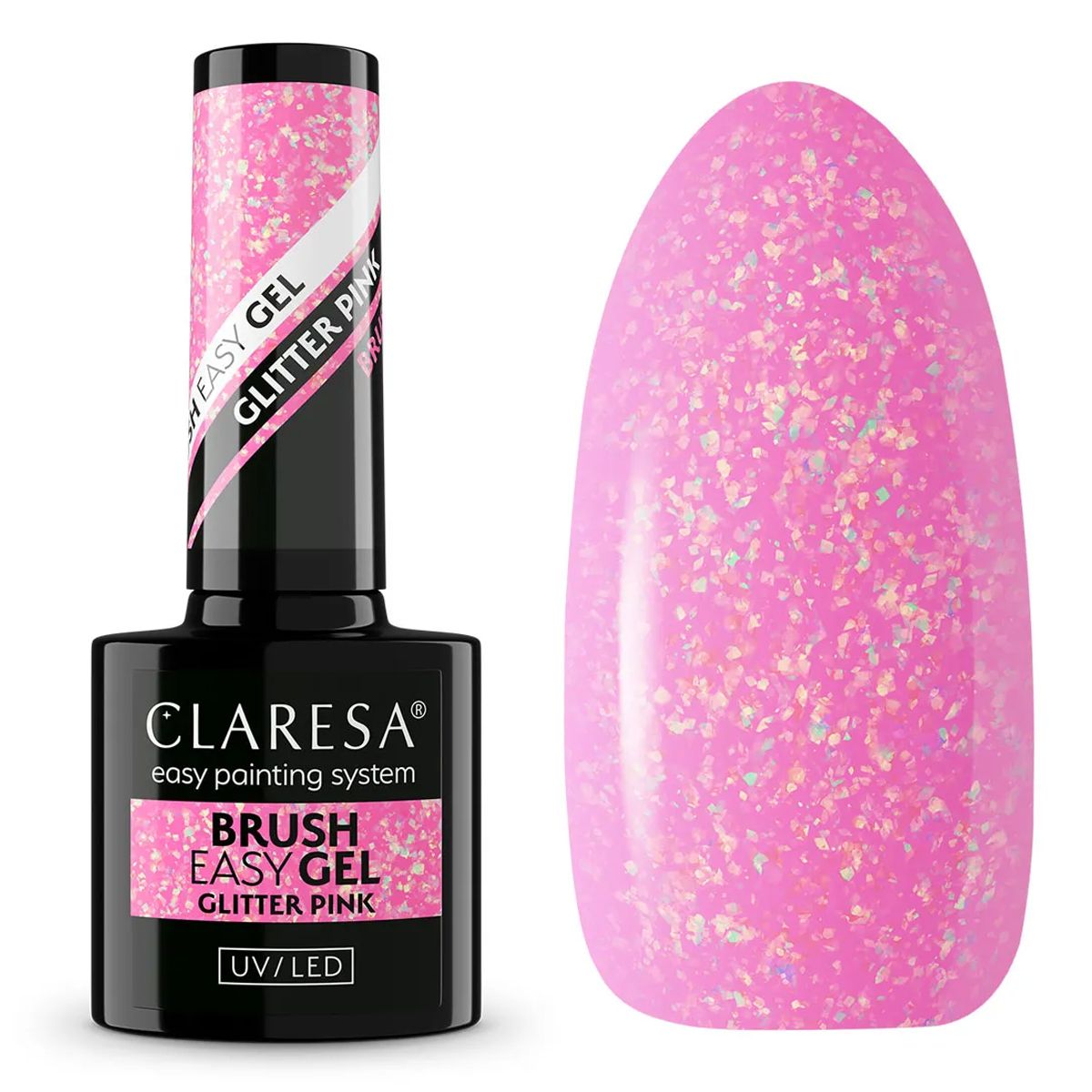 Claresa brush easy gel glitter pink 5ml