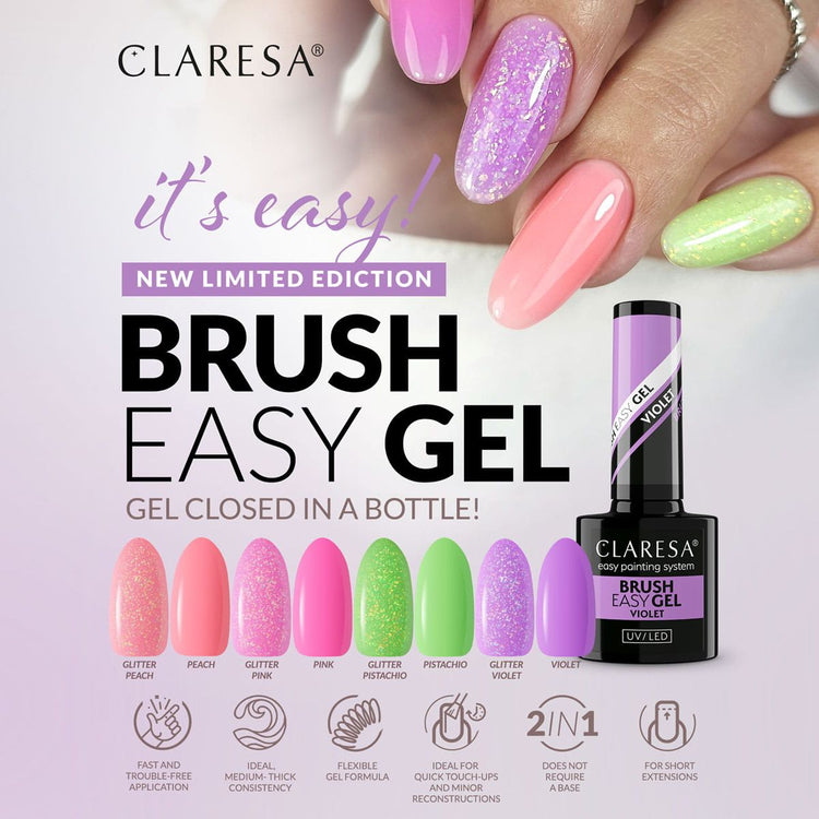 Claresa brush easy gel glitter pistachio 5ml