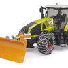 Bruder claas axion 950 met sneeuwkettingen en ploegblad