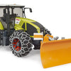 Bruder claas axion 950 met sneeuwkettingen en ploegblad
