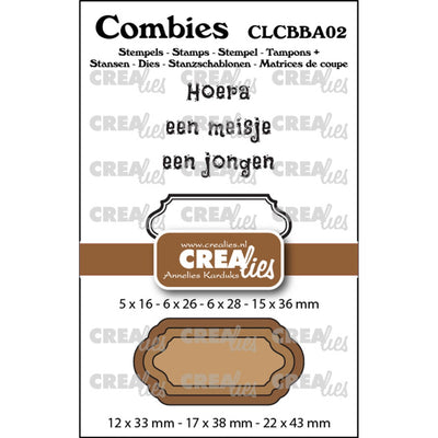 Crealies • combies stempelset baby 02: 2 teksten + 1 tag label