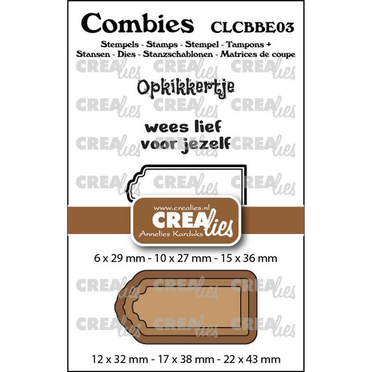 Crealies • combies stempelset beterschap 03: 2 teksten + 1 tag label