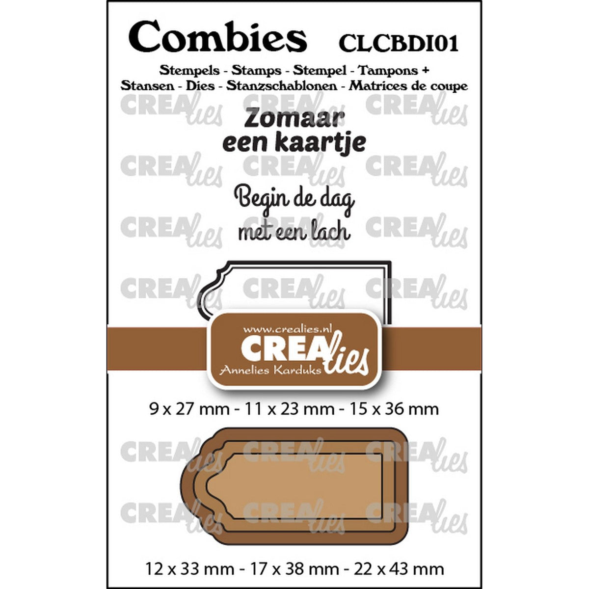 Crealies • combies stempelset divers 01: 2 teksten + 1 tag label