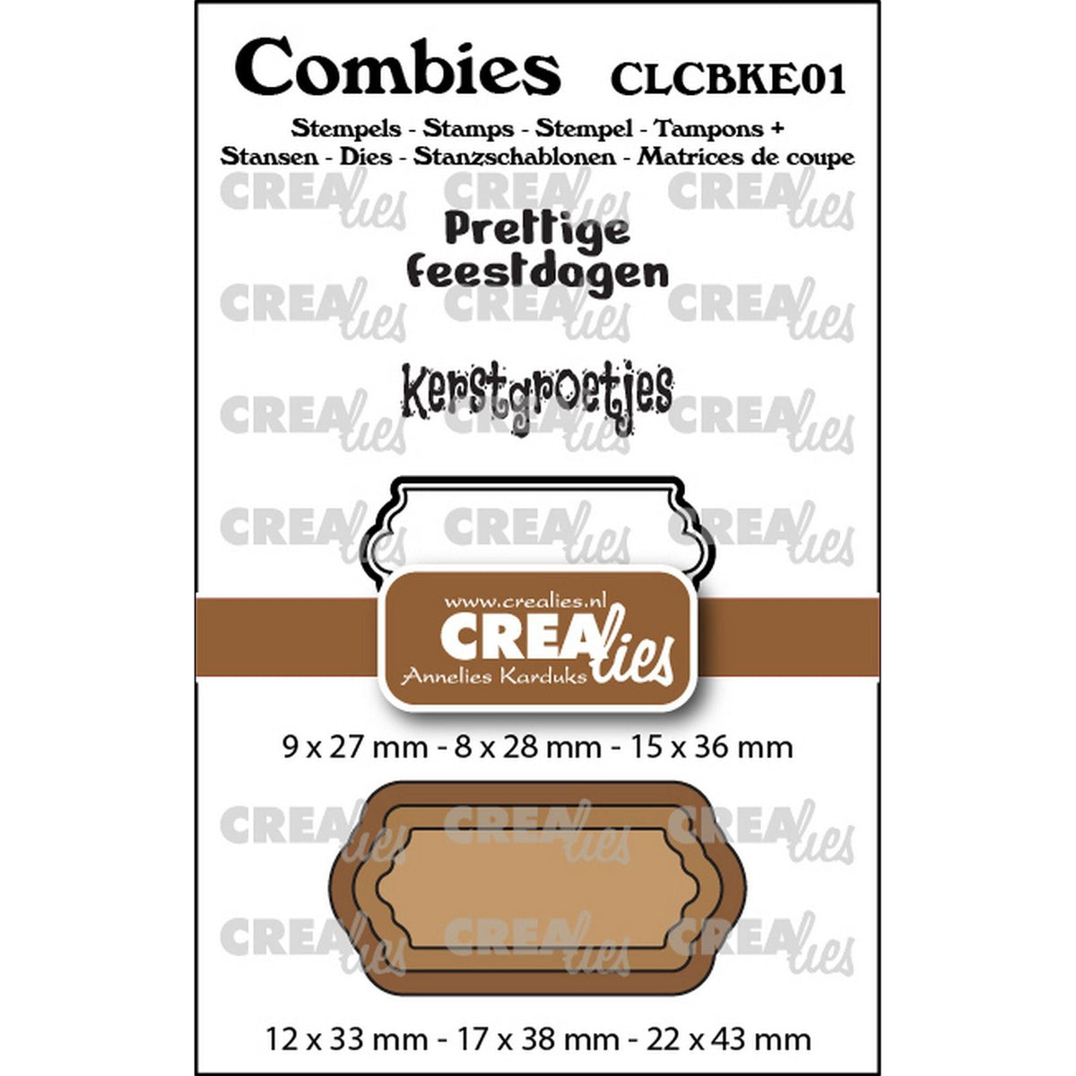 Crealies • combies stempelset kerst 01: 2 teksten + 1 tag label
